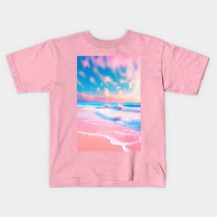 Pink Summer Sand Beach Kids T-Shirt